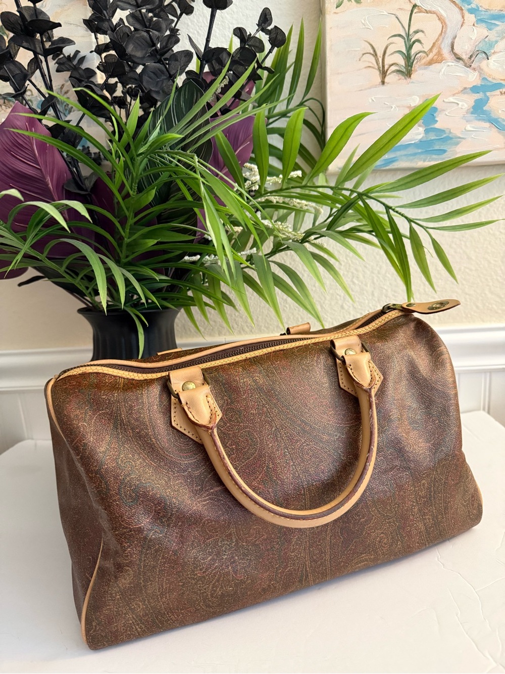 Vintage Etro Milano Paisley Coated Boston Bag - Picture 3 of 14